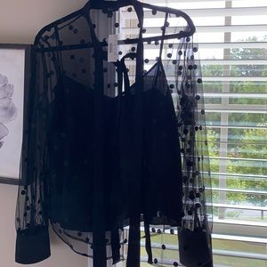 Black 2piece sheer blouse w/cami